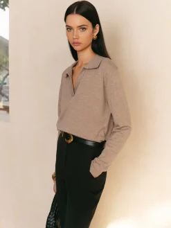 New Leisure Collared Pullover Sweater Sweater Tops|Sweaters & Cardigans