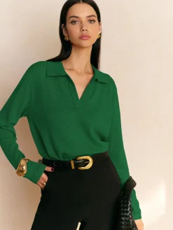 New Leisure Collared Pullover Sweater Sweater Tops|Sweaters & Cardigans