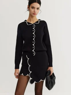 Clearance Leisure Contrast Trim Sweater Co-ords Sweater Tops|Sweaters & Cardigans