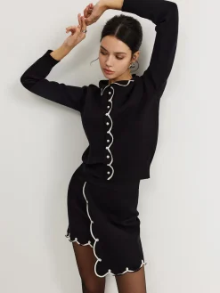 Clearance Leisure Contrast Trim Sweater Co-ords Sweater Tops|Sweaters & Cardigans