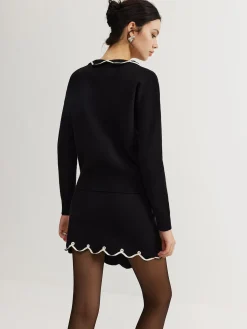 Clearance Leisure Contrast Trim Sweater Co-ords Sweater Tops|Sweaters & Cardigans