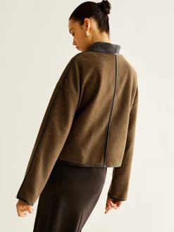 Outlet Leisure Contrast Trim Tweed Coat Outerwear|Coats