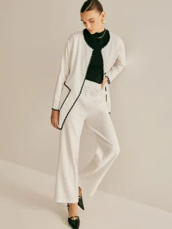 Discount Leisure Embroidered Trim Wide-Leg Pants Set Pants Sets|Matching Sets