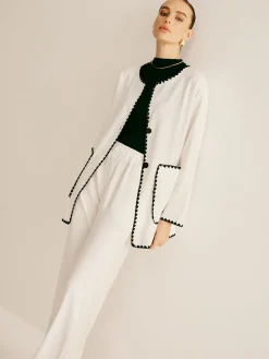 Discount Leisure Embroidered Trim Wide-Leg Pants Set Pants Sets|Matching Sets