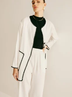 Discount Leisure Embroidered Trim Wide-Leg Pants Set Pants Sets|Matching Sets