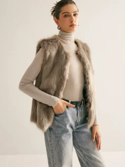 Discount Leisure Faux Fur Vest Outerwear|Vests