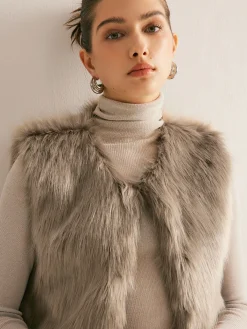 Discount Leisure Faux Fur Vest Outerwear|Vests