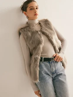 Discount Leisure Faux Fur Vest Outerwear|Vests