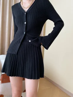 Online Leisure Long Sleeve Two Piece Skirt Set Skirt Sets|Long Sleeve Sets