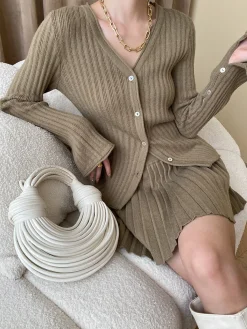Online Leisure Long Sleeve Two Piece Skirt Set Skirt Sets|Long Sleeve Sets
