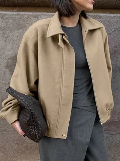 Hot Leisure Plain Zip Polo Jacket Outerwear|Jackets