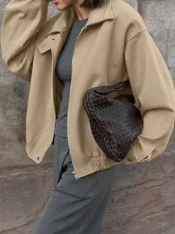 Hot Leisure Plain Zip Polo Jacket Outerwear|Jackets