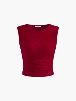 Best Leisure Pleated Sleeveless Tank Top Tank Tops & Camis|Tops
