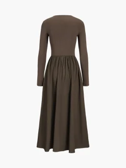 Clearance Leisure Pockets Long Sleeve Long Dress Black Dresses|Casual Dresses