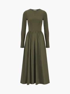 Clearance Leisure Pockets Long Sleeve Long Dress Black Dresses|Casual Dresses