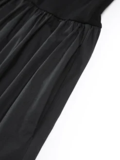 Clearance Leisure Pockets Long Sleeve Long Dress Black Dresses|Casual Dresses