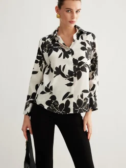 Outlet Leisure Printed Lapel Thin Shirt Blouses & Shirts|Tops