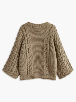 Hot Leisure Round Neck Cable Knit Sweater Sweater Tops|Sweaters & Cardigans