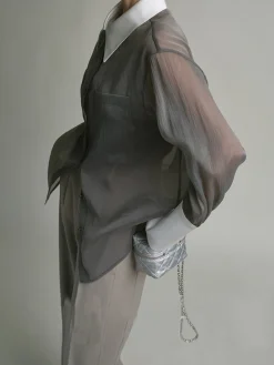 Best Leisure See Through Shirt With Cami Top Long Sleeve Sets|Blouses & Shirts
