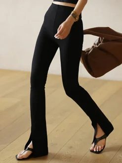 Best Leisure Slit Straight Leg Pants Pants|Knitwear