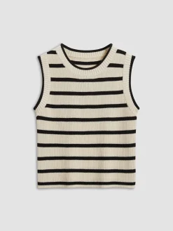 Clearance Leisure Stripe Knit Crop Top Sweater Vests|Sweaters & Cardigans