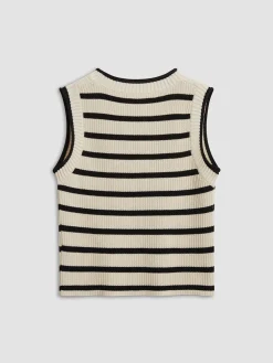 Clearance Leisure Stripe Knit Crop Top Sweater Vests|Sweaters & Cardigans