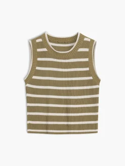 Clearance Leisure Stripe Knit Crop Top Sweater Vests|Sweaters & Cardigans