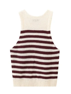 Online Leisure Striped Sweater Vest Sweater Vests|Sweaters & Cardigans