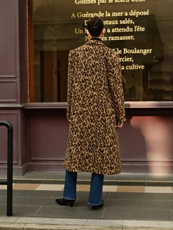 Discount Leopard Pockets Long Wool Coat Outerwear|Coats