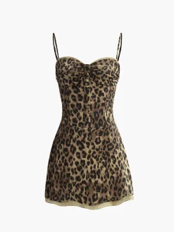 Discount Leopard Print Cami Short Dress Cocktail & Party Dresses|Summer Dresses