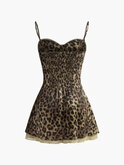 Discount Leopard Print Cami Short Dress Cocktail & Party Dresses|Summer Dresses