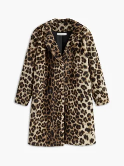 Leopard Print Faux Fur Coat Outerwear|Coats