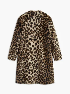 Leopard Print Faux Fur Coat Outerwear|Coats