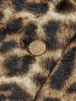 Leopard Print Faux Fur Coat Outerwear|Coats