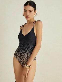 Clearance Leopard Print One Piece Swimsuit Swimwear|Tops