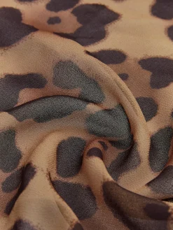 Sale Leopard Print Semi-Sheer Ruffle V-neck Shirt Blouses & Shirts|Tops