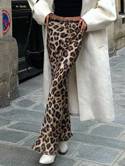 Hot Leopard Print Slim Maxi Skirt Skirts|Bottoms