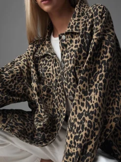 Discount Leopard Printed Button Blazer Blazers|Outerwear