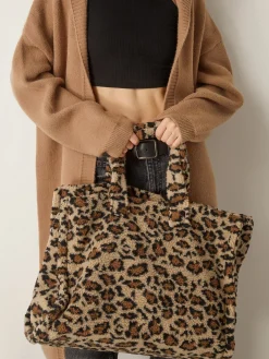 Clearance Leopard Printed Fuzzy Shoulder Bag Bags|Accessories