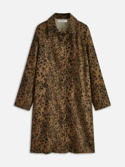 Outlet Leopard Printed Lapel Trench Coat Outerwear|Tops