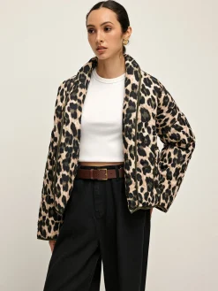 Best Leopard Printed Lapel Winter Coat Outerwear|Coats