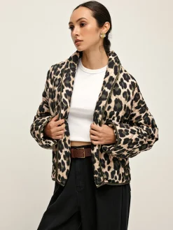 Best Leopard Printed Lapel Winter Coat Outerwear|Coats