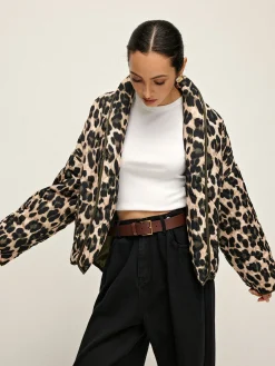 Best Leopard Printed Lapel Winter Coat Outerwear|Coats