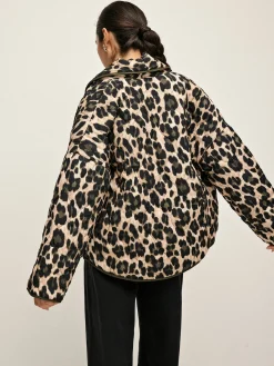 Best Leopard Printed Lapel Winter Coat Outerwear|Coats
