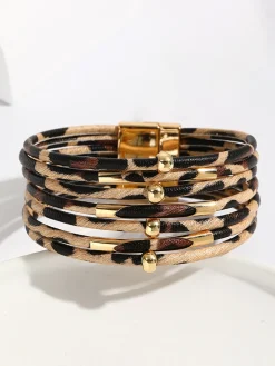 Hot Leopard Printed Magnet Clasp Bracelet Rings & Bracelets|Accessories