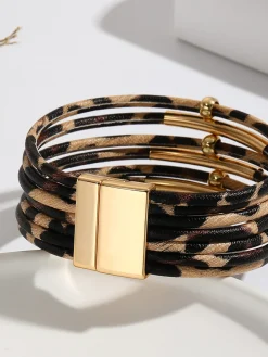 Hot Leopard Printed Magnet Clasp Bracelet Rings & Bracelets|Accessories