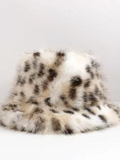 Online Leopard Printed Plush Bucket Hat Hair Claws & Hats|Accessories