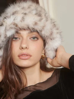 Online Leopard Printed Plush Bucket Hat Hair Claws & Hats|Accessories