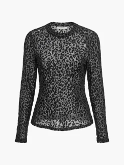 Clearance Leopard Printed Sheer T-Shirt T-shirts|Tops