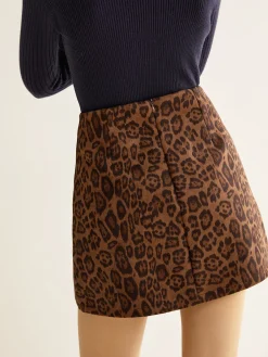 Outlet Leopard Printed Suede Skirt Skirts|Bottoms